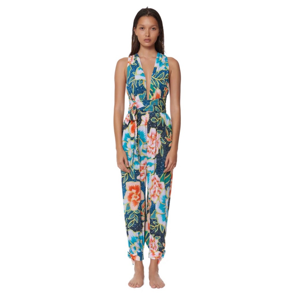 Mara Hoffman Arcadia Wrap Jumpsuit In Indigo, sz Medium